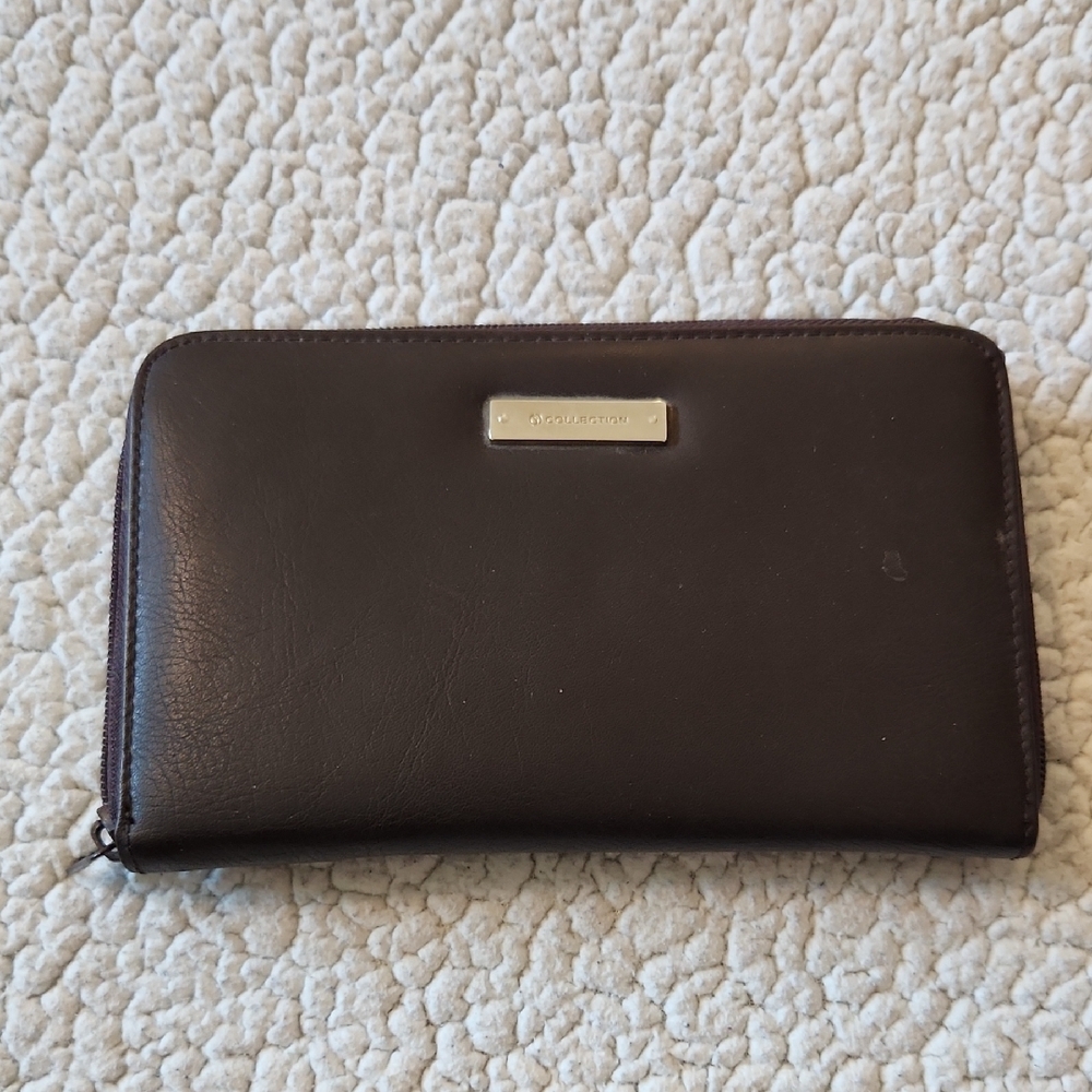 Collection Faux Leather Chocolate Brown Tab Compartment Wallet Minimalist